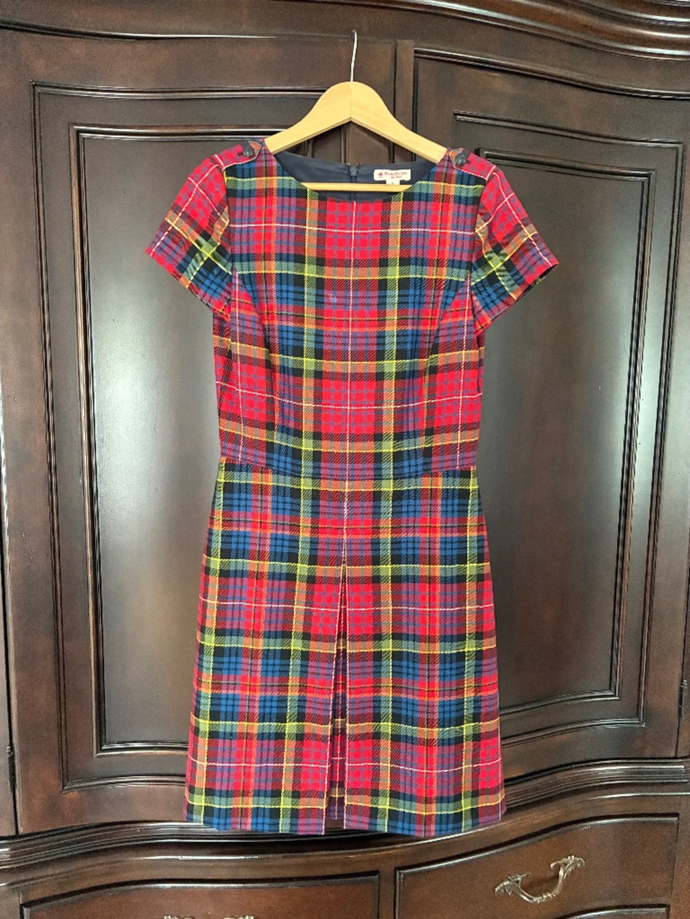 Brooks Brothers Red Fleece Plaid Dress Size 6 Tartan Short Sleeve
